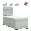cadre de lit et matelas Gris clair 100x200cm Velours