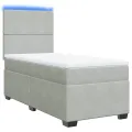 cadre de lit et matelas Gris clair 100x200cm Velours