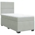 cadre de lit et matelas Gris clair 100x200cm Velours