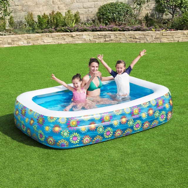 Bestway Aufblasbares Pool 3 Kammern Floral 229x152x56cm +6 Jahre Garte