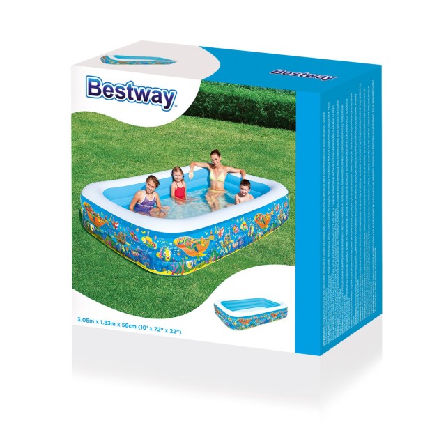 Bestway Piscina Hinchable 3 Camaras Floral 305x183x56 cm +6 Años Jard