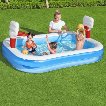 Bestway Piscine Gonflable Enfant Jeu de Basket 251x168x102 cm +3 Ans J