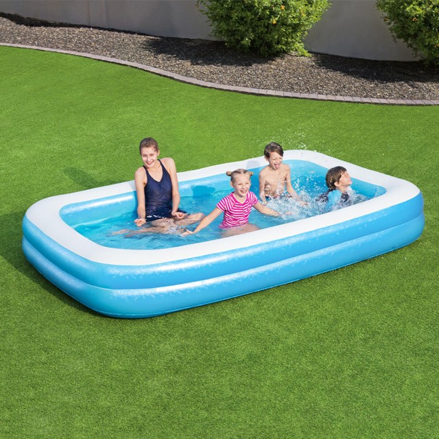 Bestway Piscina Gonfiabile 2 Camere Rettangolare 305x183x46 cm +3 Anni