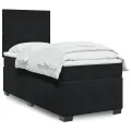 cadre de lit et matelas Noir 80x200 cm Velours