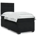 cadre de lit et matelas Noir 80x200 cm Velours