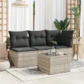 Table de jardin avec dessus en verre gris clair résine tressée