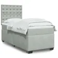 cadre de lit et matelas Gris clair 90x190 cm Velours