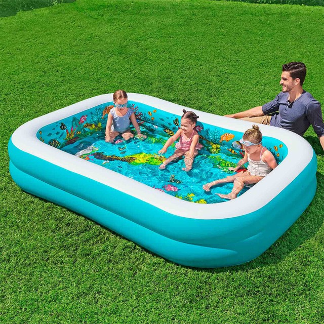 Bestway Piscina Gonfiabile 2 Camere Fondo 3D Marina con Accessori 262x
