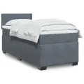 cadre de lit avec matelas gris foncé simple velours