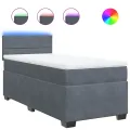 cadre de lit avec matelas gris foncé simple velours