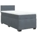 cadre de lit avec matelas gris foncé simple velours