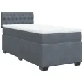 cadre de lit avec matelas gris foncé simple velours