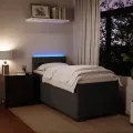 cadre de lit avec matelas gris foncé simple velours