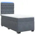cadre de lit et matelas Gris foncé 90x190 cm Velours