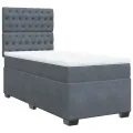 cadre de lit et matelas Gris foncé 90x190 cm Velours