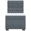 cadre de lit et matelas Gris foncé 90x190 cm Velours
