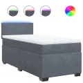 cadre de lit et matelas Gris foncé 80x200 cm Velours