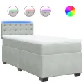 cadre de lit et matelas Gris clair 80x200 cm Velours
