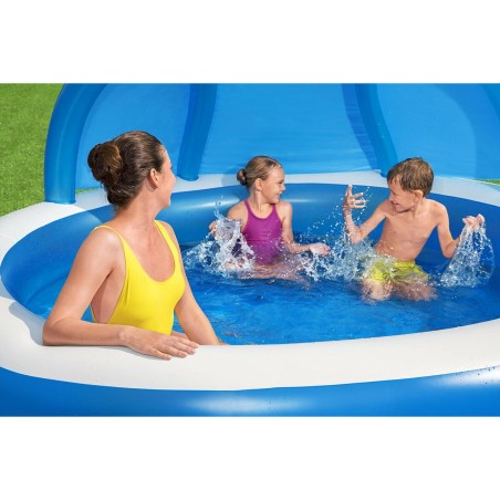 Bestway Piscine Gonflable 2 Chambres Parasol 241x241x140 cm +6 Ans Jar