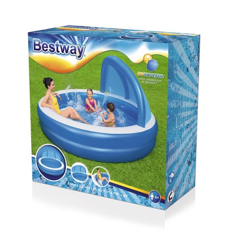 Bestway Piscine Gonflable 2 Chambres Parasol 241x241x140 cm +6 Ans Jar