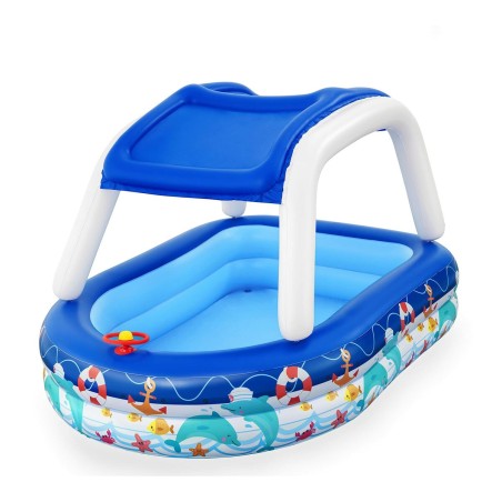 Bestway Piscina Gonfiabile Bambini Tetto Rimovibile Barca con Volante