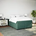cadre de lit et matelas Vert foncé 140x200cm Velours