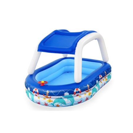 Bestway Aufblasbares Kinderpool Abnehmbares Dach Boot mit Lenkrad 213x