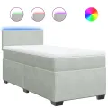 cadre de lit et matelas Gris clair 90x200 cm Velours