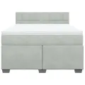 cadre de lit et matelas Gris clair 160x200cm Velours