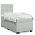 cadre de lit et matelas Gris clair 90x200 cm Velours