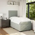cadre de lit et matelas Gris clair 90x200 cm Velours