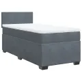 cadre de lit et matelas Gris foncé 90x200 cm Velours