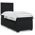 cadre de lit avec matelas Noir 90x200 cm Velours