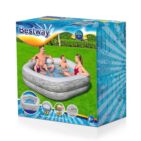 Bestway Opblaasbaar Familiair Zwembad 213x206x53 cm +6 Jaar Tuin 54423
