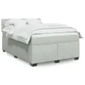 cadre de lit et matelas Gris clair 160x200cm Velours