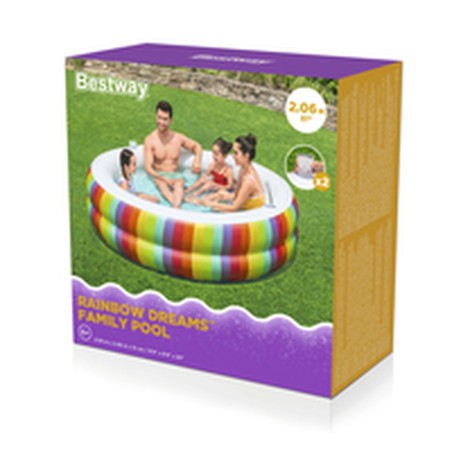 Bestway Piscina Infantil 2 Aros Arcoiris 206x206x51 cm +6 Años Jardin