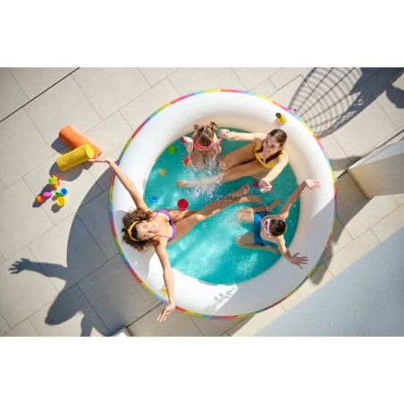 Bestway Piscina per Bambini 2 Anelli Arcobaleno 206x206x51 cm +6 Anni