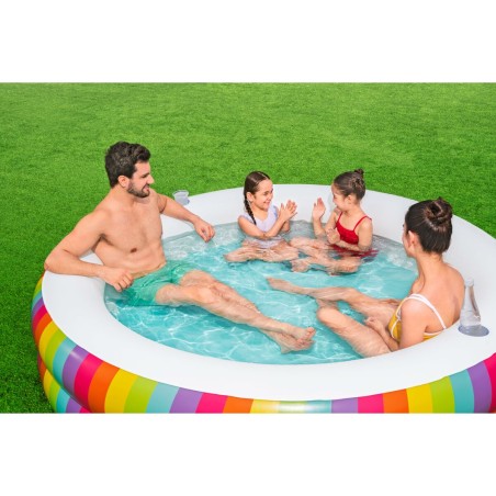 Bestway Kinderzwembad 2 Ringen Regenboog 206x206x51 cm +6 Jaar Tuin 54