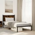 Cadre de lit en métal sans matelas chêne fumé 75x190 cm