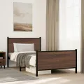 Cadre de lit en métal sans matelas chêne marron 100x200 cm