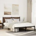 Cadre de lit en métal sans matelas chêne marron 140x190 cm