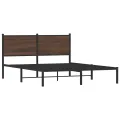 Cadre de lit en métal sans matelas chêne marron 140x190 cm