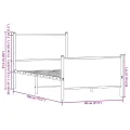 Cadre de lit en métal sans matelas chêne marron 75x190 cm