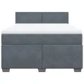 cadre de lit et matelas Gris foncé 160x200cm Velours