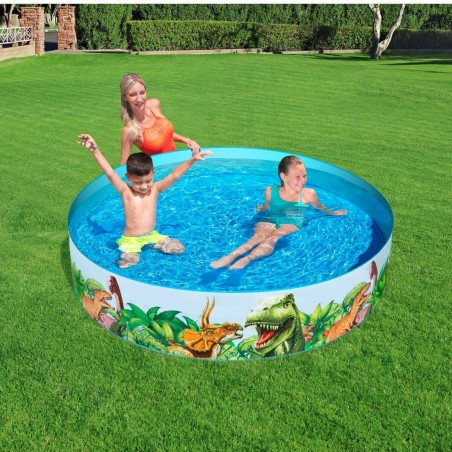 Bestway Piscina Rigida per Bambini PVC Dinosauri 183x38 cm +2 Anni Gia