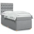 cadre de lit avec matelas Gris clair 90x200 cm Tissu