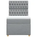 cadre de lit avec matelas Gris clair 90x200 cm Tissu