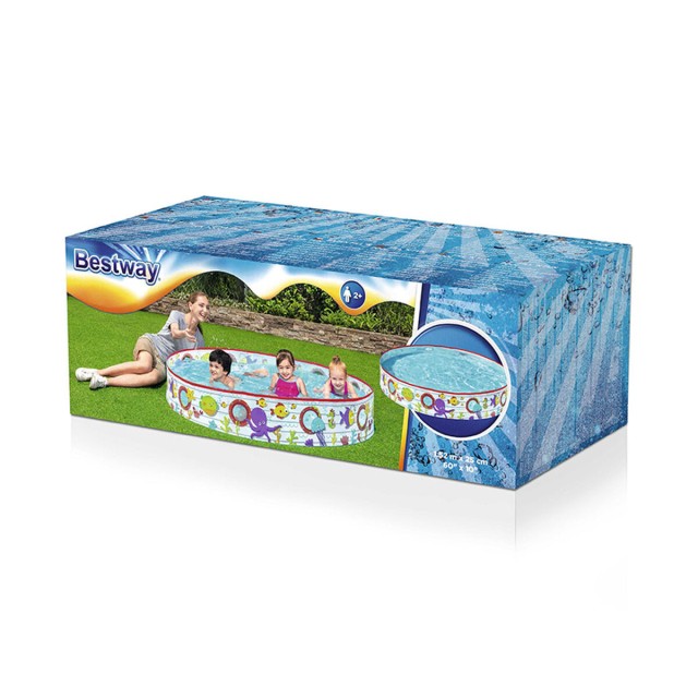 Bestway Stijve Kinderzwembad PVC Vissen 152x25 cm +2 Jaar Tuin 55029