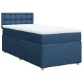 cadre de lit avec matelas Bleu 90x200 cm Tissu