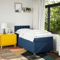 cadre de lit avec matelas Bleu 90x200 cm Tissu